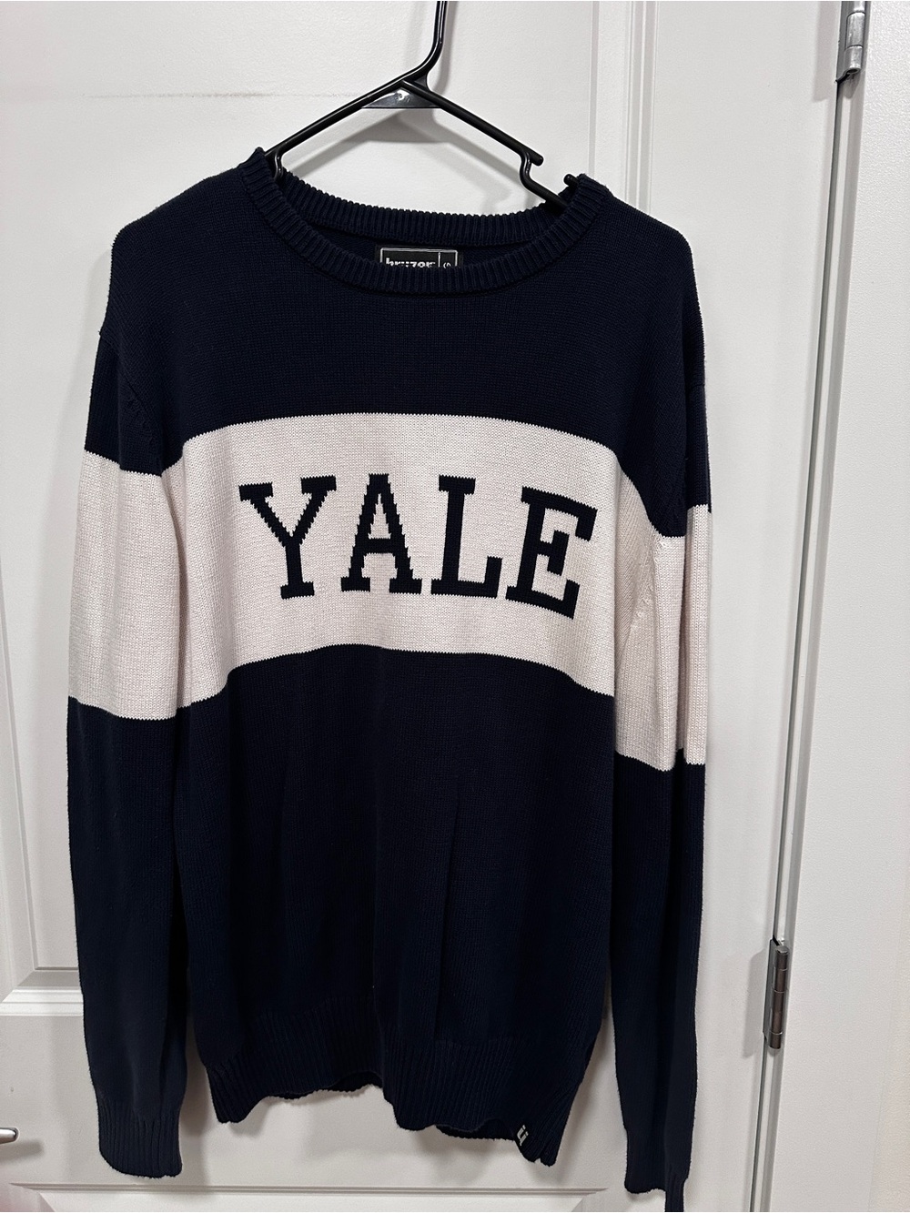 YALE Navy and White Crewneck Bruzer Streetwear Sweater
